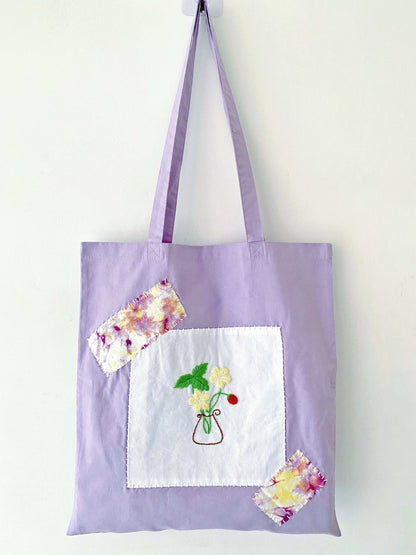 floral embroidery tote for casual city walking and errands
