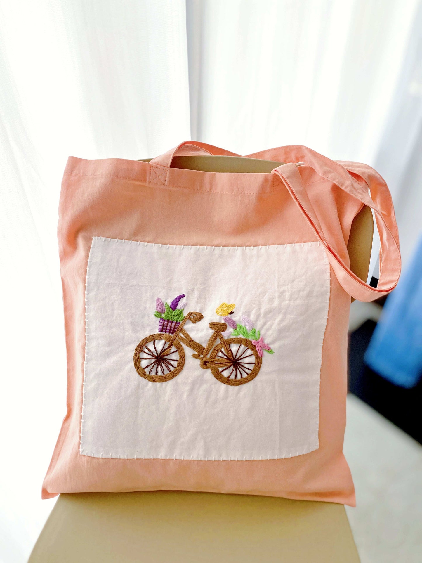 minimalist large capacity cotton shoulder bag with handmade embroidered design, perfect for slow living lifestyle