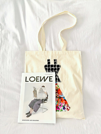 eco-friendly cotton tote with handmade patchwork
