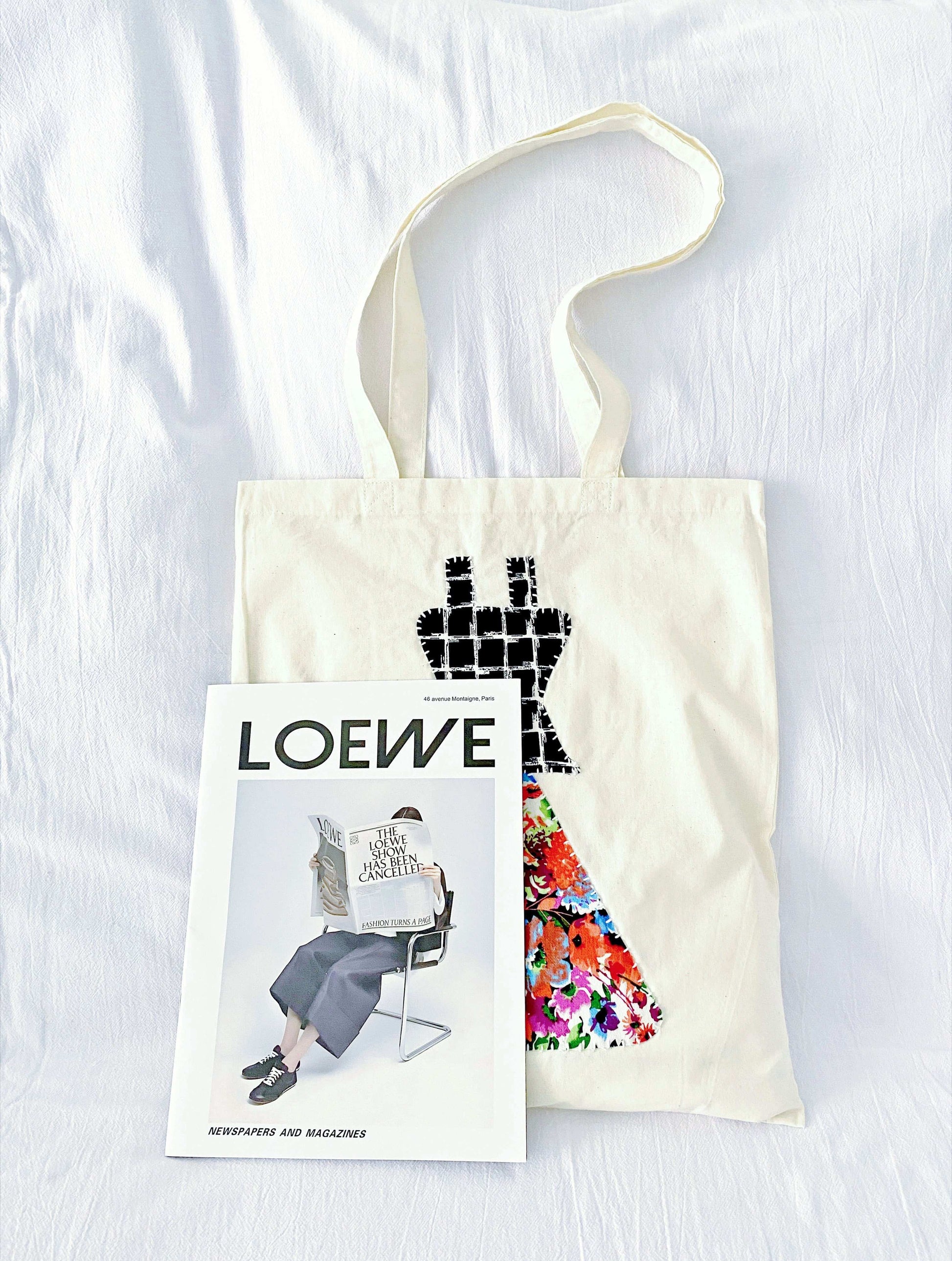 Relaxed-style handmade stitched patchwork tote for slow living lifestyle