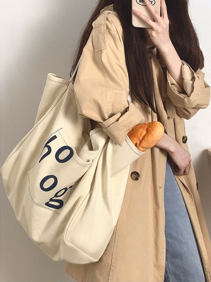 Oversized Durable Canvas Tote Bag for Shopping and Daily Use