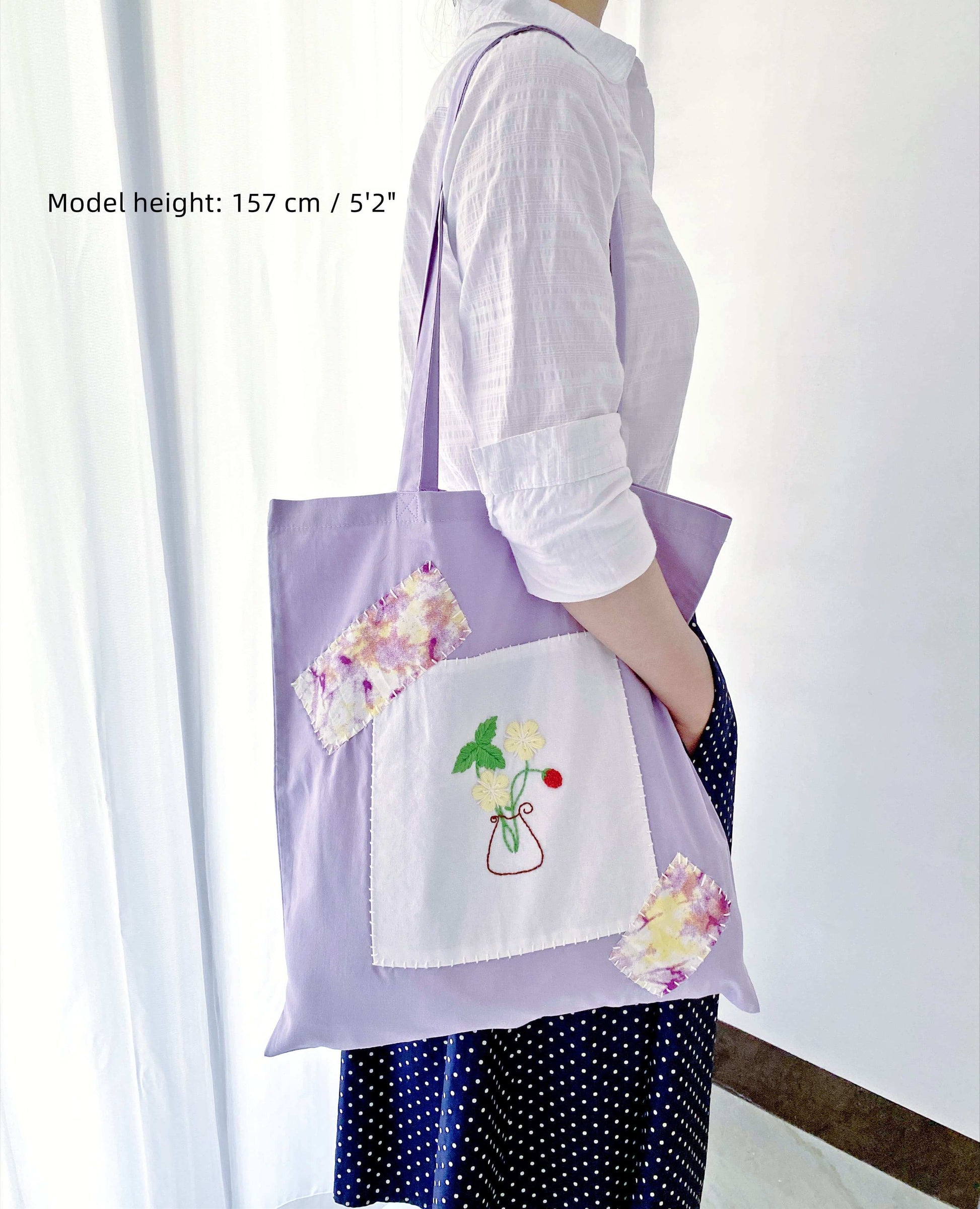 embroidered flower cotton tote perfect for weekend farmers market