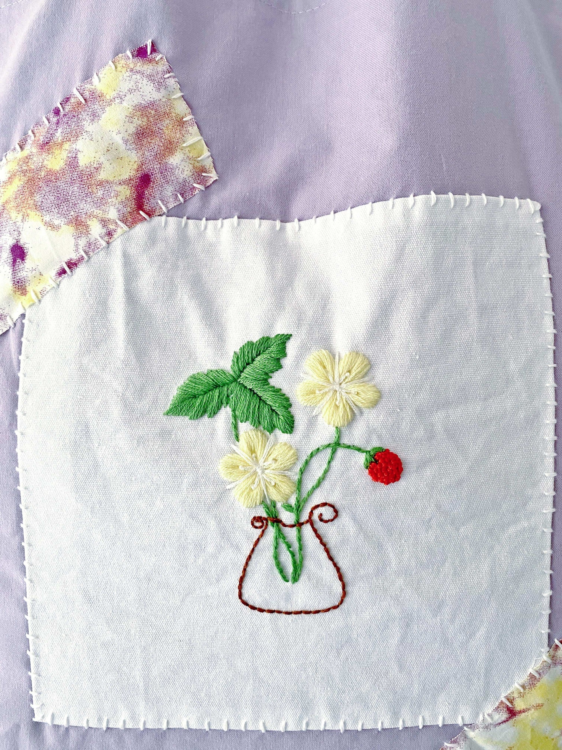 sustainable cotton tote with hand stitched flowers for coffee dates