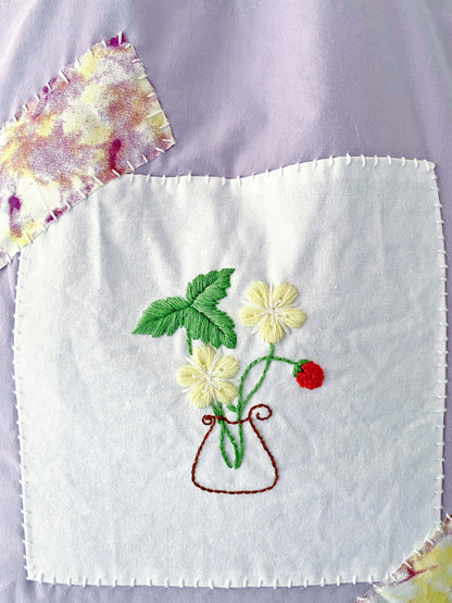 sustainable cotton tote with hand stitched flowers for coffee dates