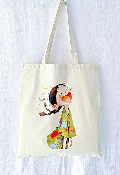 Minimalist hand-printed cotton bag ideal for everyday eco-conscious style.