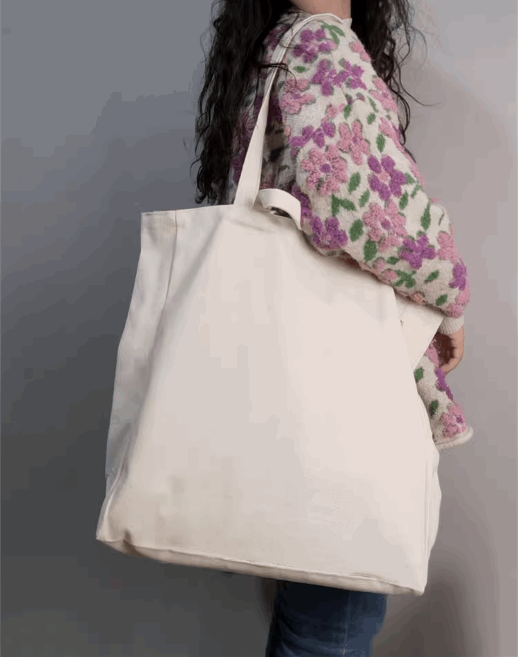 Handmade Large Canvas Tote Bag for Shopping, Shoulder Carry, and DIY Customization