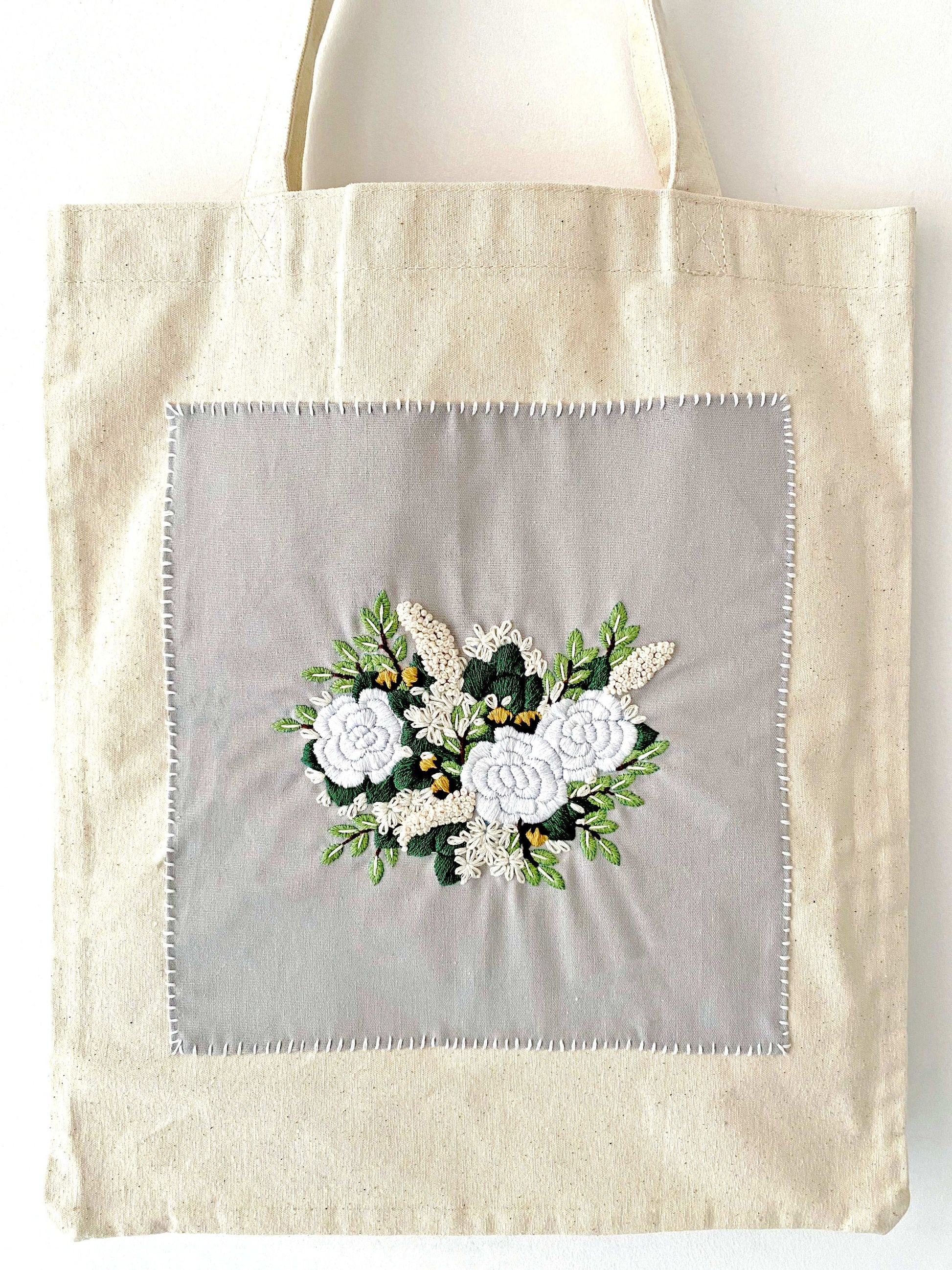 Eco-conscious gift idea: embroidered cotton shoulder bag