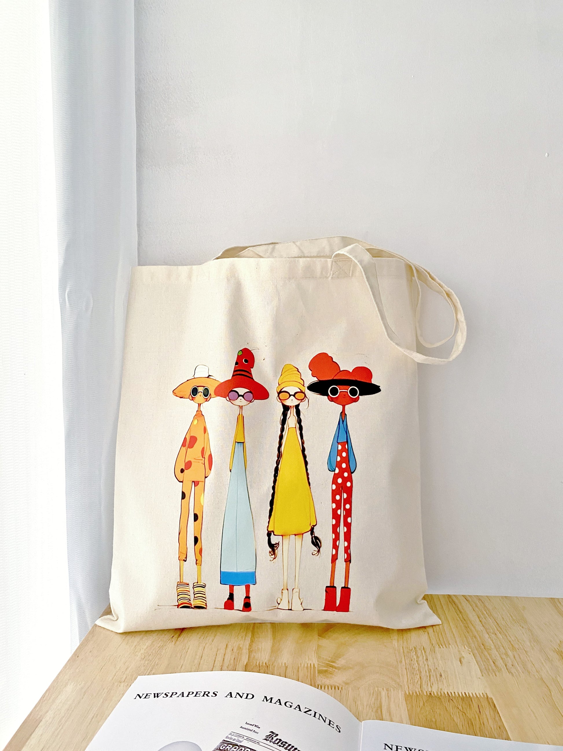 unique gift tote with diverse girls illustration