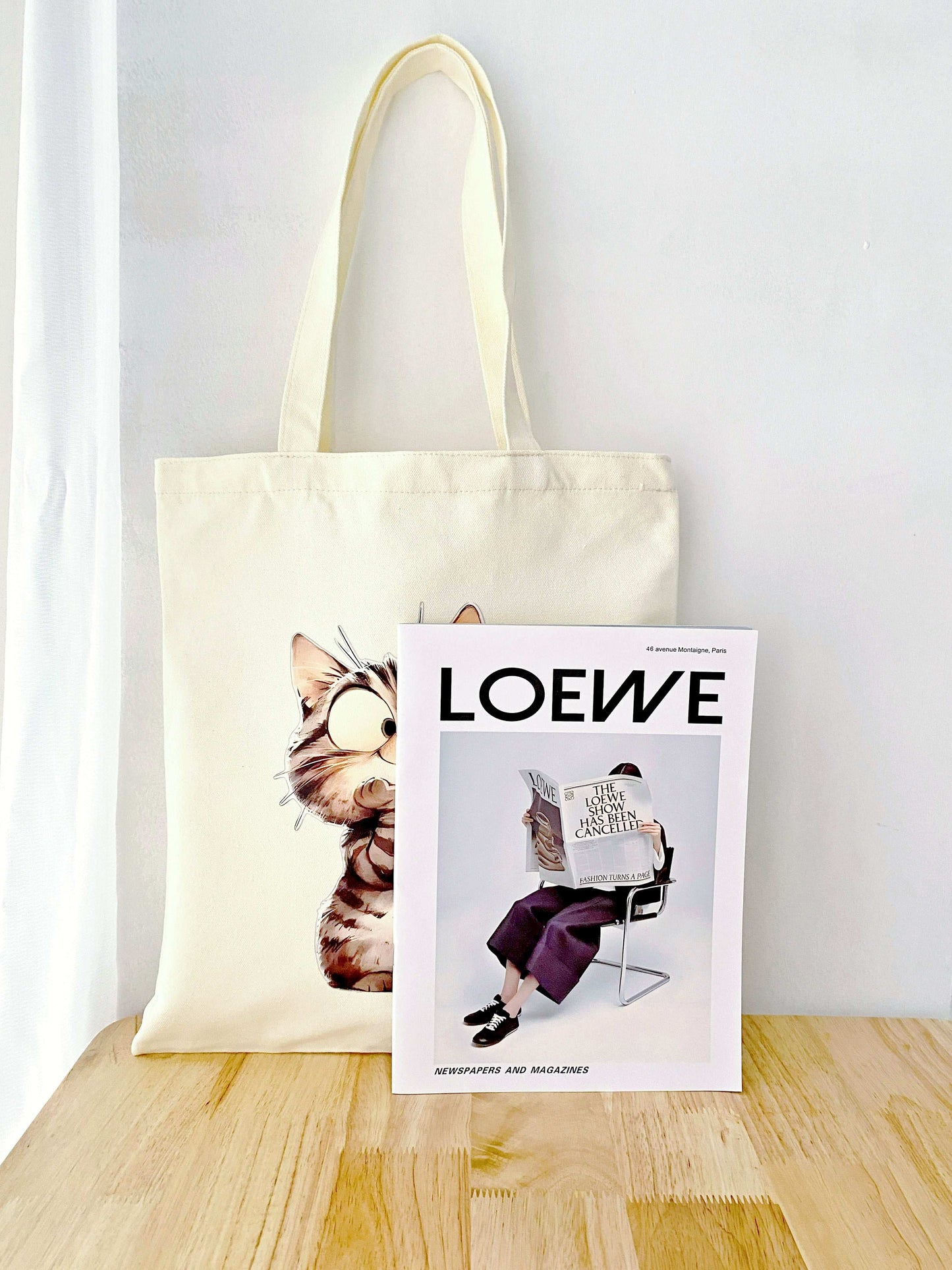 hand-printed cat tote bag for unique personal style