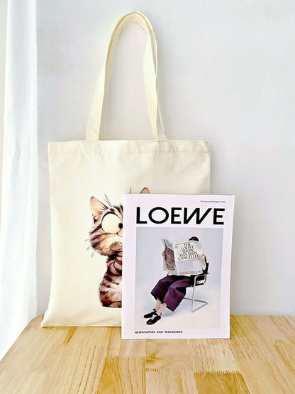 hand-printed cat tote bag for unique personal style