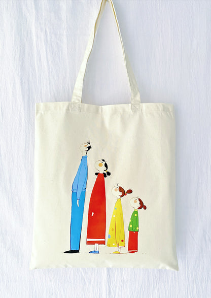 eco-friendly cotton tote with family portrait design