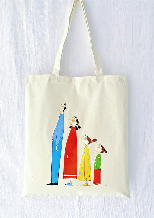 eco-friendly cotton tote with family portrait design