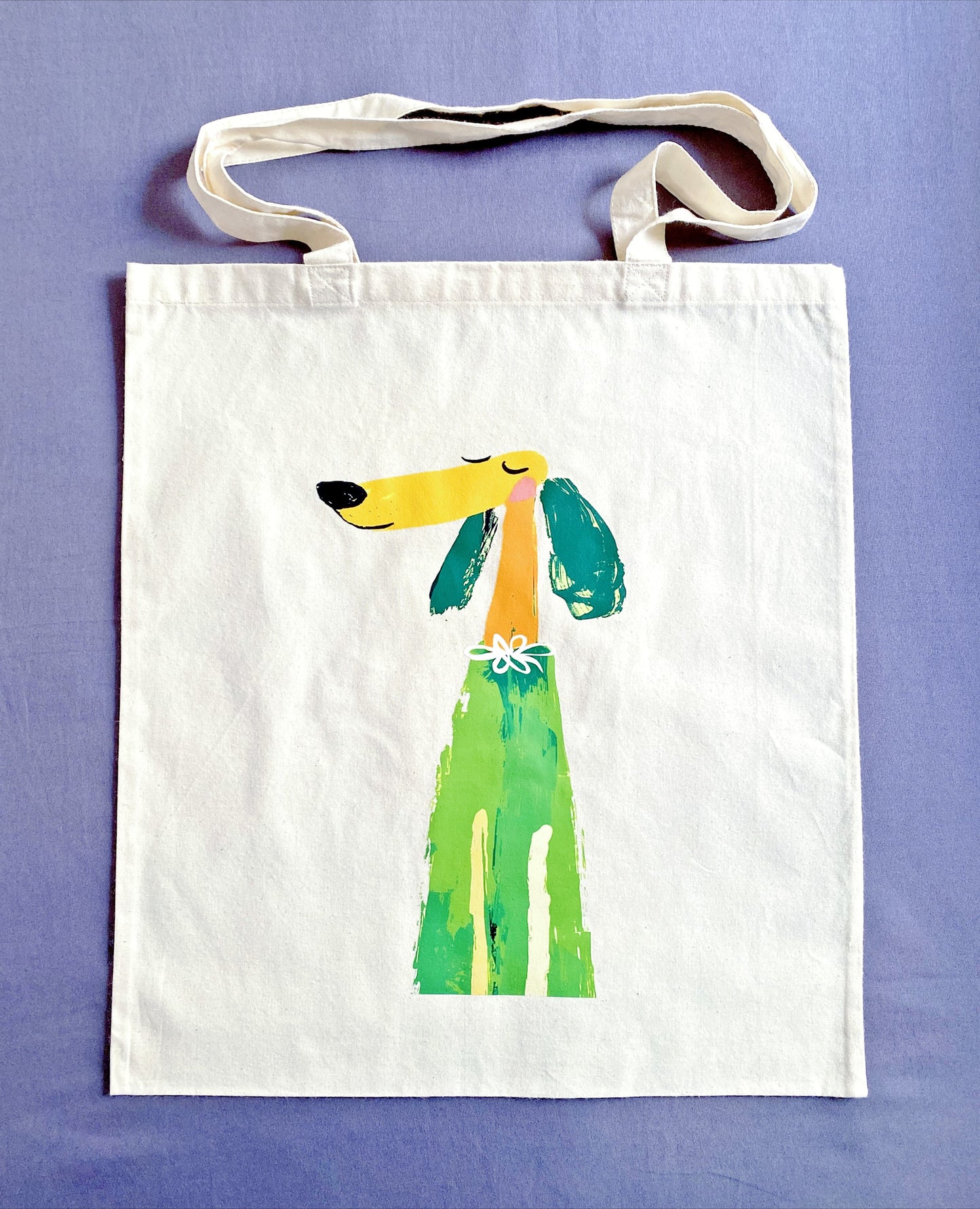 versatile soft cotton bag with playful puppy print for relaxed modern women