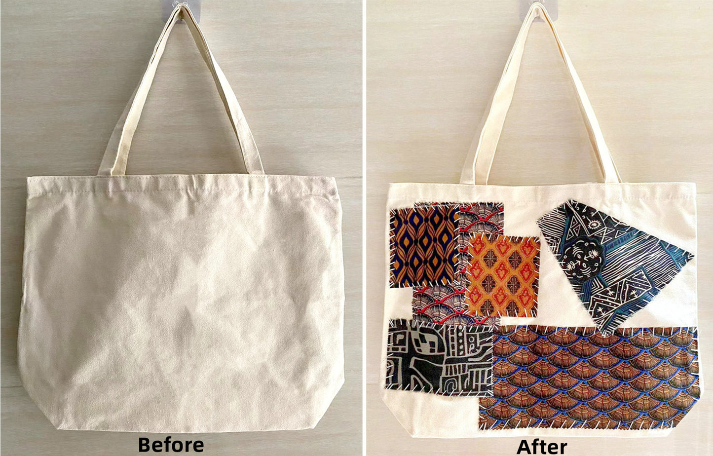 Eco-Friendly Large Tote Bag with Custom Patchwork Design for Everyday Use