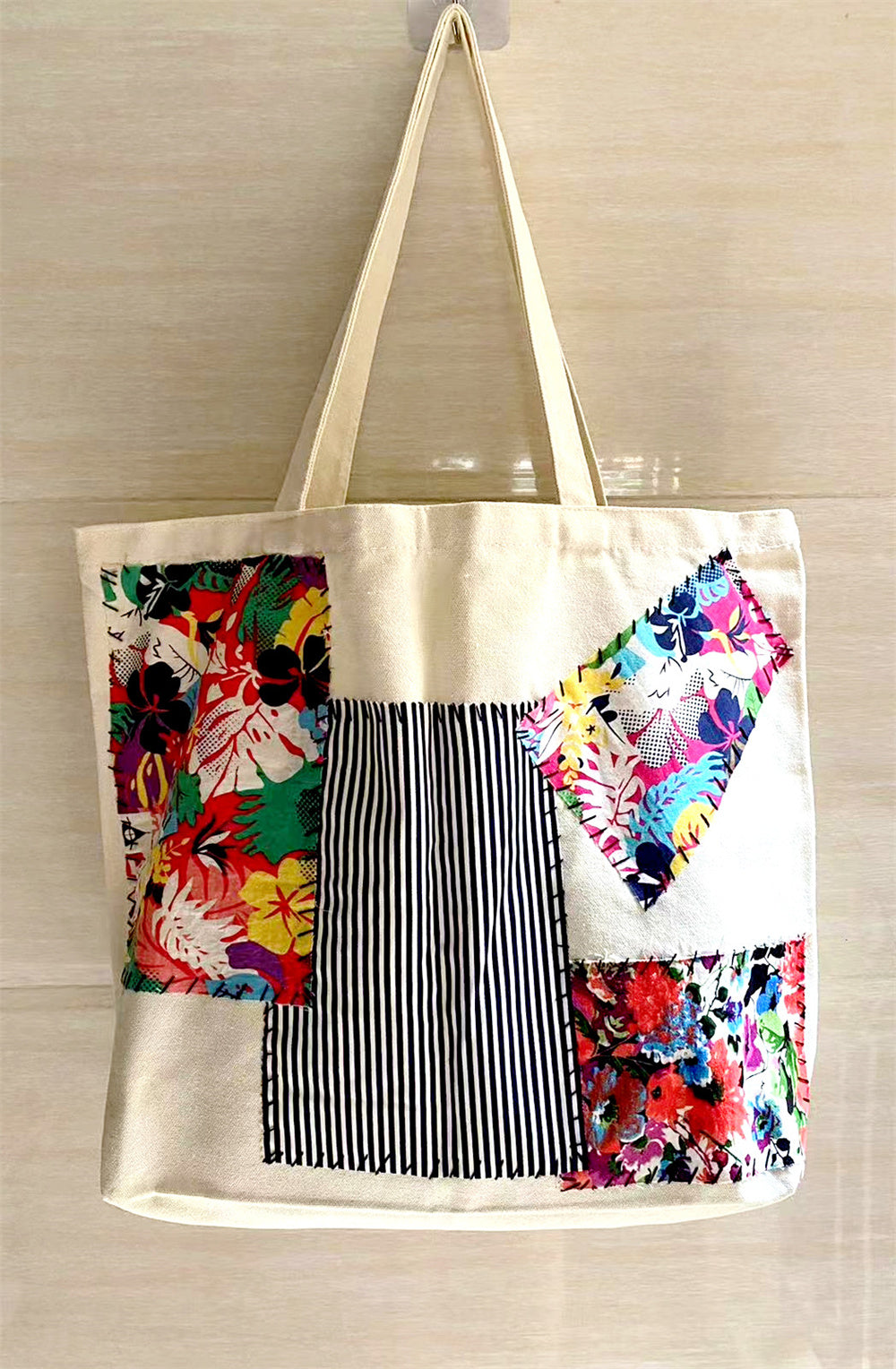 Personalized Diy Handmade Patchwork Tote Bag for Stylish Shopping and Travel