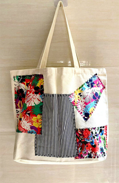 Personalized Diy Handmade Patchwork Tote Bag for Stylish Shopping and Travel