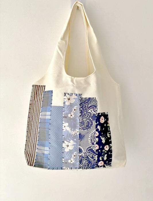 Unique DIY Travel Tote with Hand-Stitched Patchwork Patterns