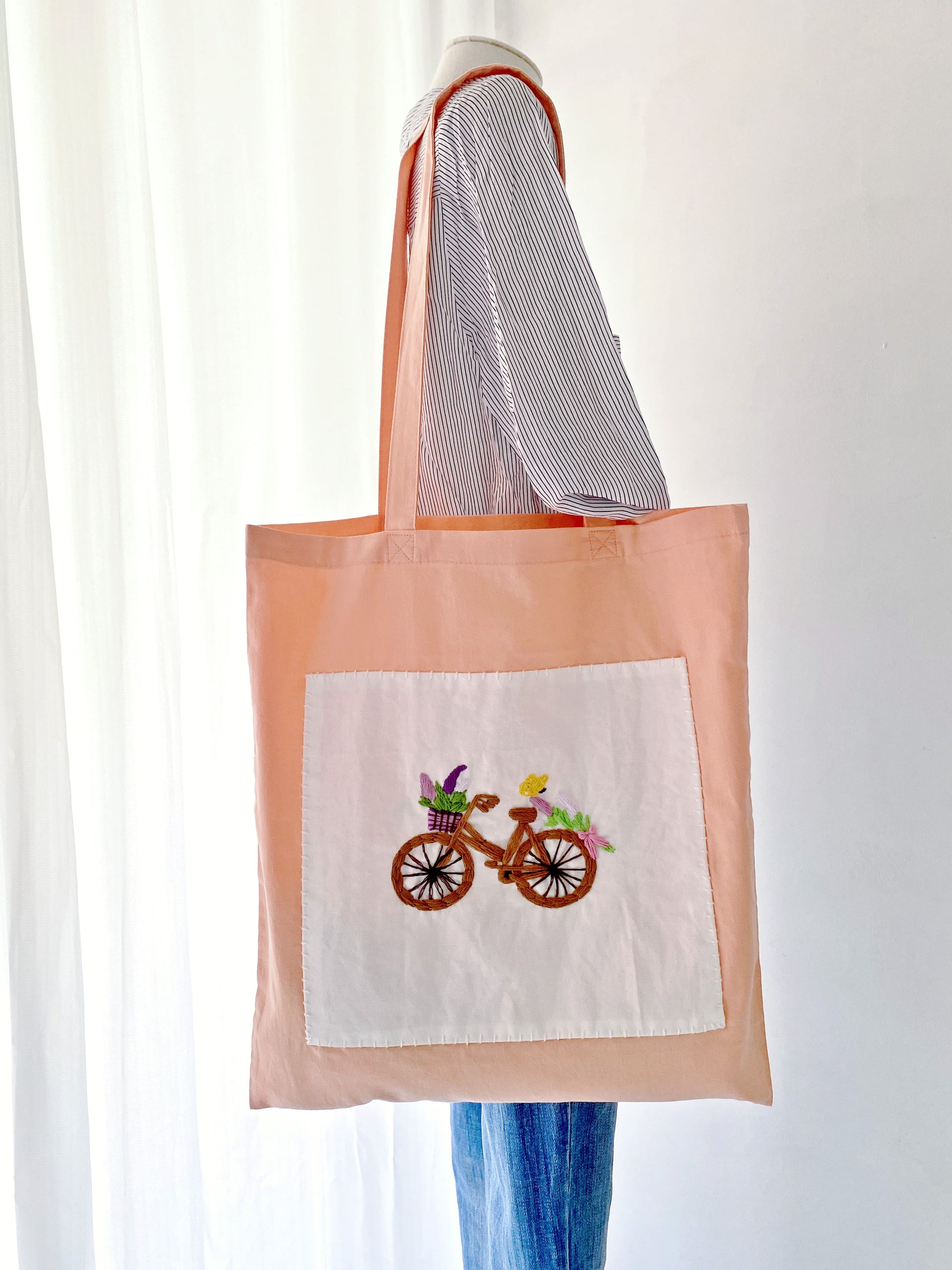 minimalist cotton bag with delicate embroidery for women who love slow living