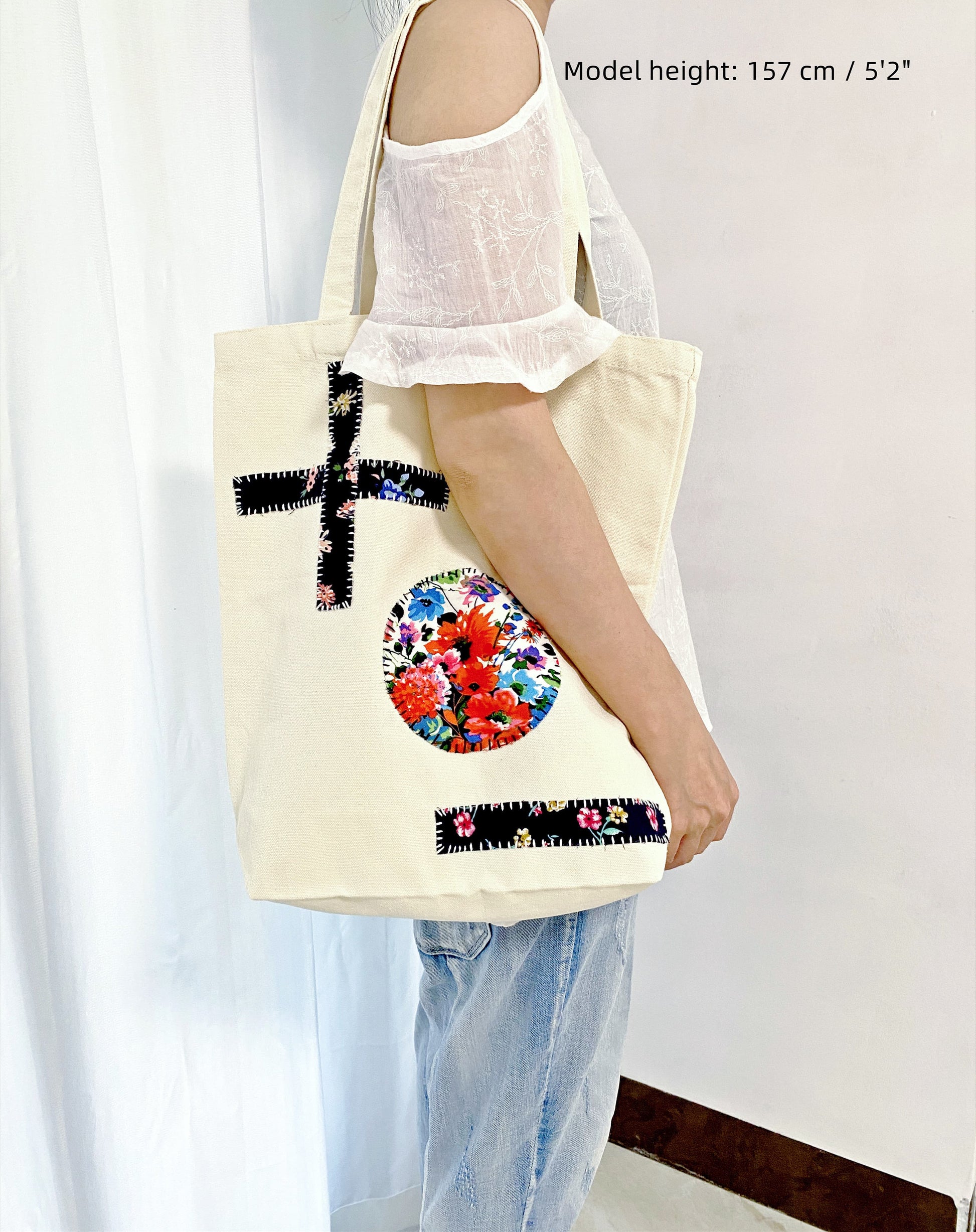 slow living inspired cotton shoulder bag with artisanal touch