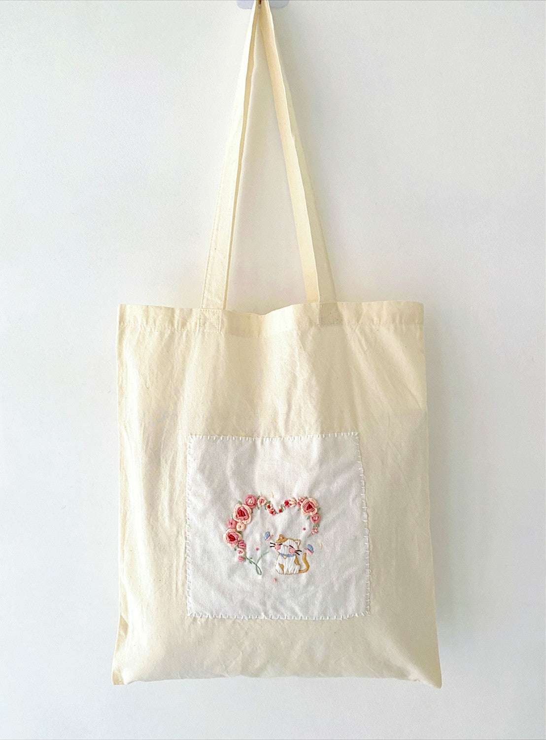 Ultra-soft organic tote with pink floral design