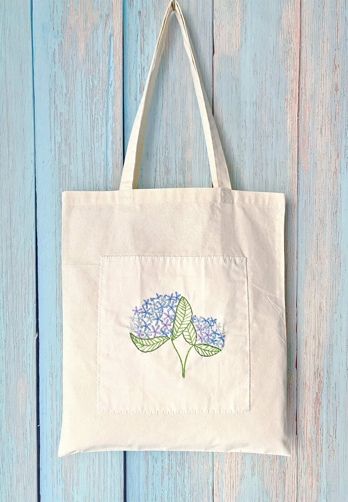 creative embroidered flower pattern cotton tote