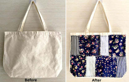 Unique DIY Hand-Sewn Tote Bag for Sustainable Shopping and Daily Errands