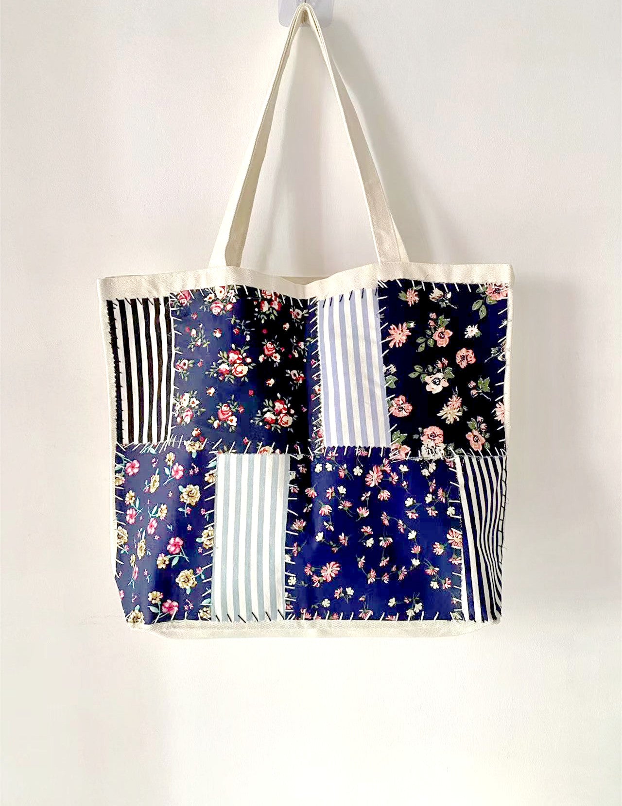 Customizable DIY Handmade Large Tote Bag with Unique Fabric Patterns