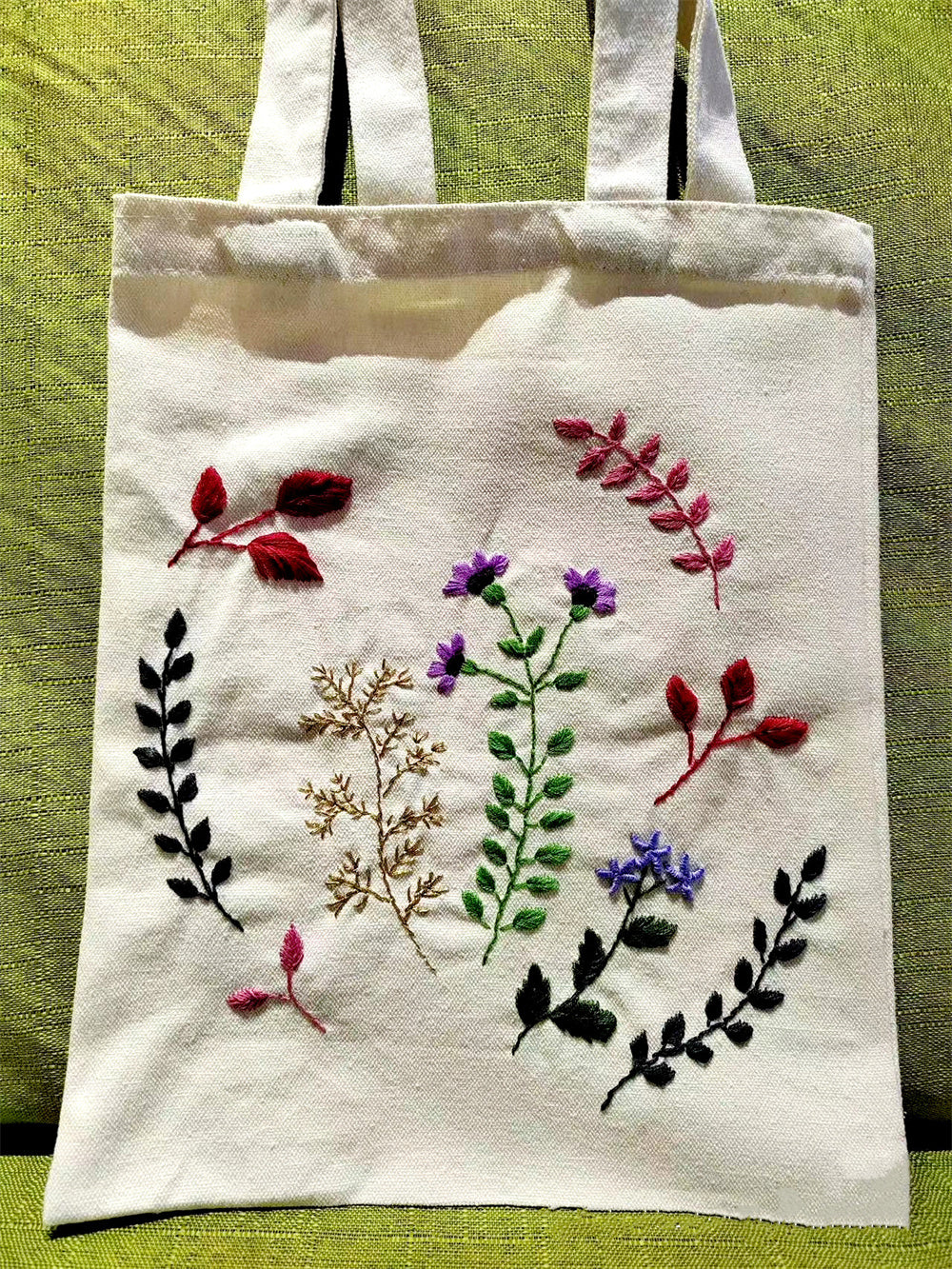 Hand-stitched Floral Design Canvas Purse