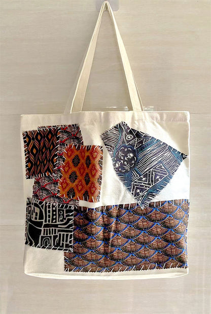 Large Capacity Eco-Friendly DIY Handmade Patchwork Canvas Tote Shopping Bag