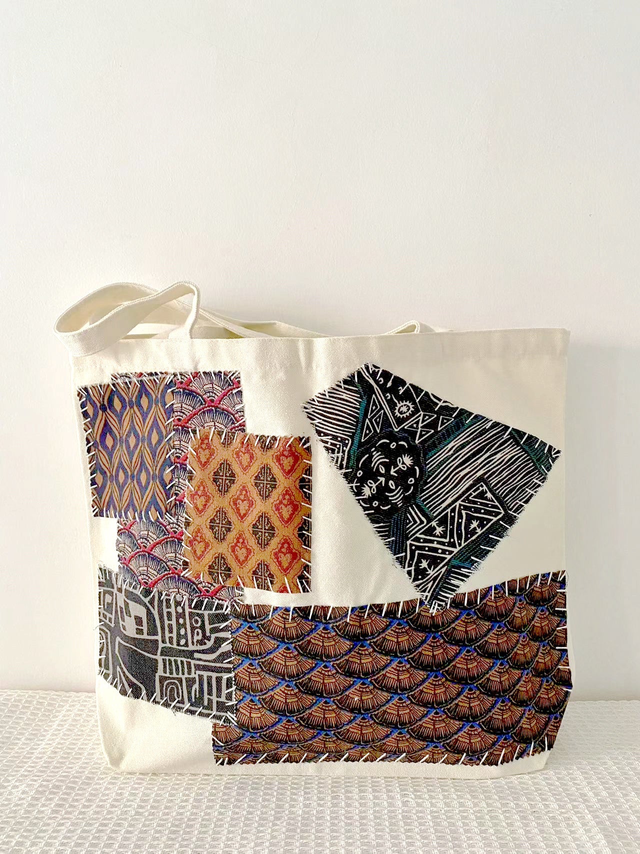 Durable and Sustainable Canvas Tote Bag with Personalized Patchwork