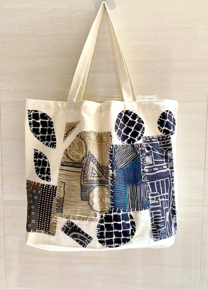 DIY Patchwork Canvas Tote Bag for Shopping, Strolling, and Travel