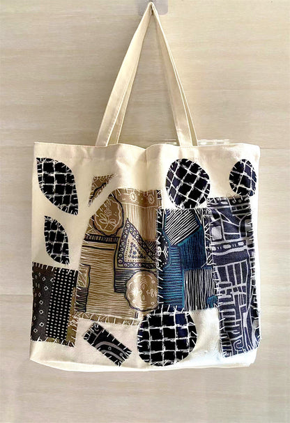 Unique Eco-Friendly Canvas Tote Bag with Diy Handmade Patchwork Design for All Occasions