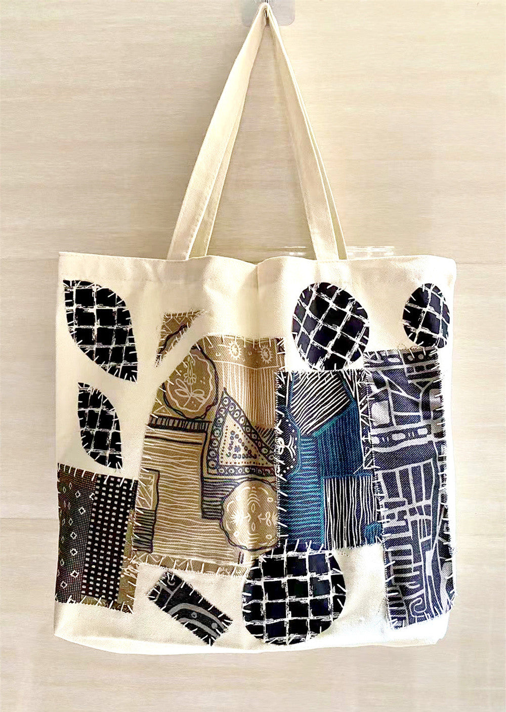 Diy Handmade Patchwork Tote Bag Perfect for Strolling and Traveling