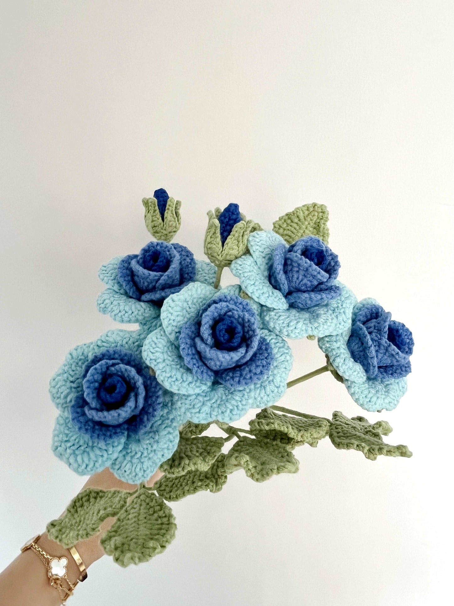 Exquisite Handcrafted Crochet Blue Floral Bouquet Design