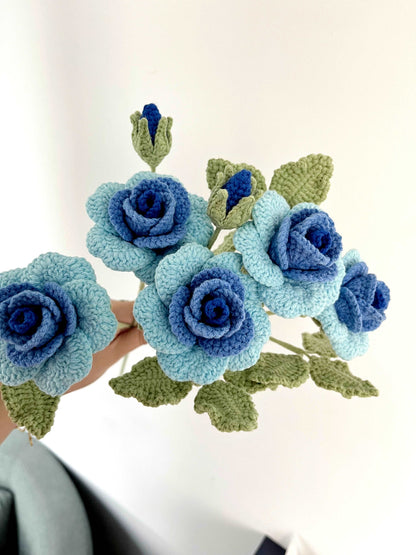 Handcrafted Crochet Blue Floral Bouquet for Home Decoration