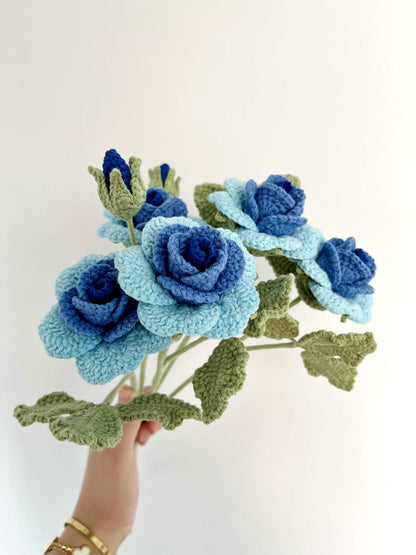 Unique Handcrafted Crochet Blue Floral Bouquet Arrangements