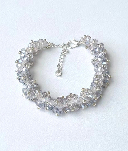 Minimalist Handcrafted Grey Crystal Bead Bracelet
