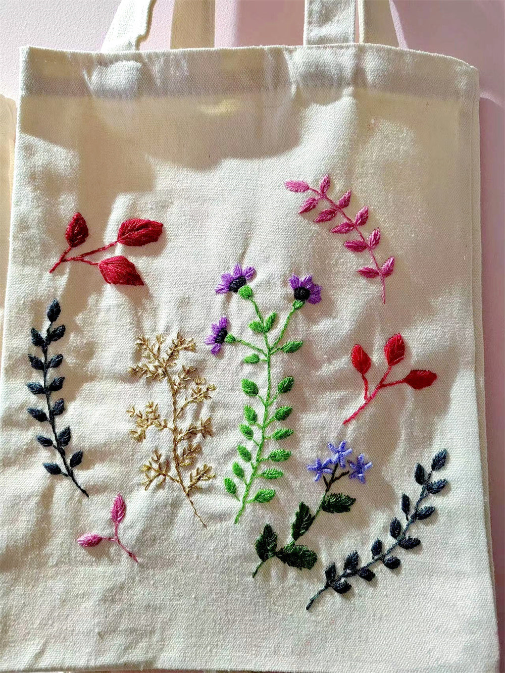 Unique Handmade Canvas Purse with Handcrafted Flower Embroidery