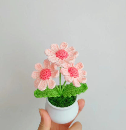 Artisanal Crochet Floral Arrangements for Indoor Plant Pots