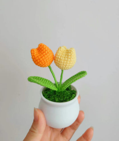 Handcrafted Floral Miniature Planter Ornament for Cubicle