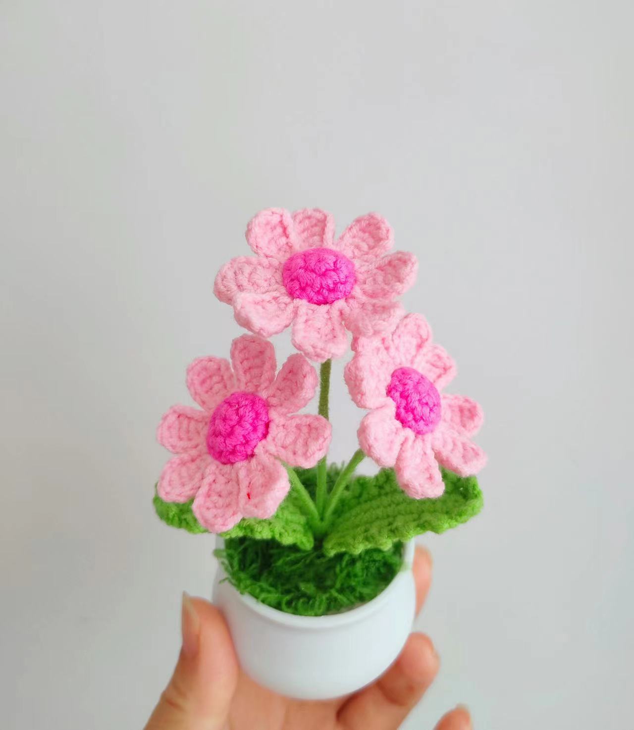 Handmade Crocheted Flower Pot Embellishments