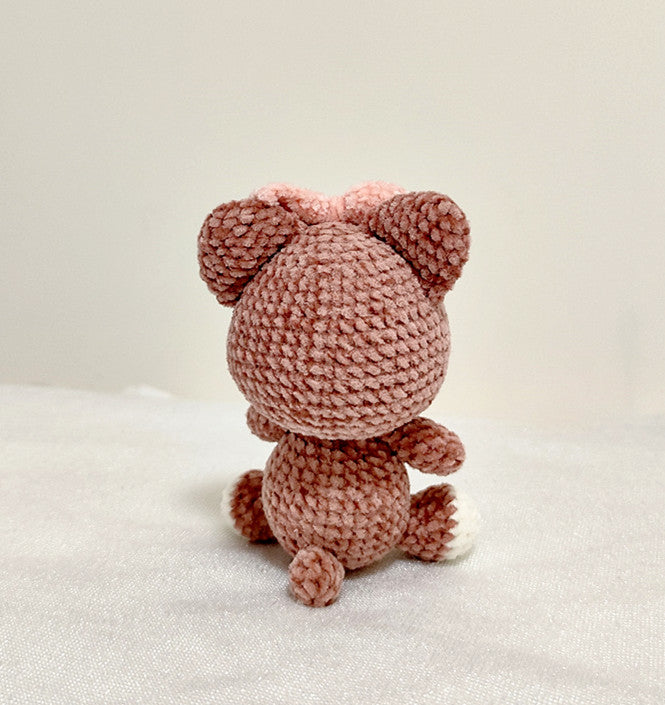 Artistic Crochet Bear Doll Figurine for Display in Living Rooms or Bedrooms