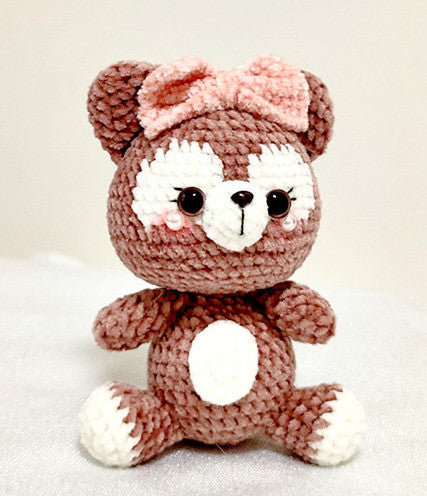 Cute Crochet Teddy Bear Doll Hanging Decoration for Nursery