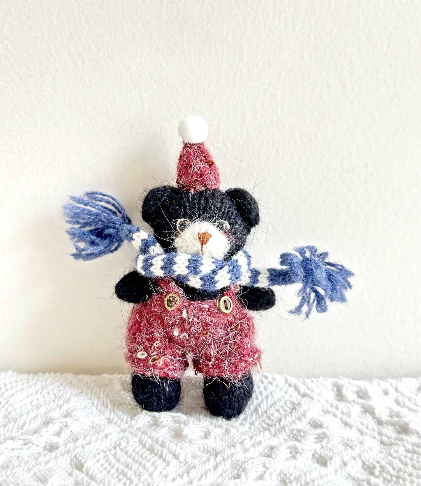 Charming Handmade Knitted Bear Ornament for Various Occasions
