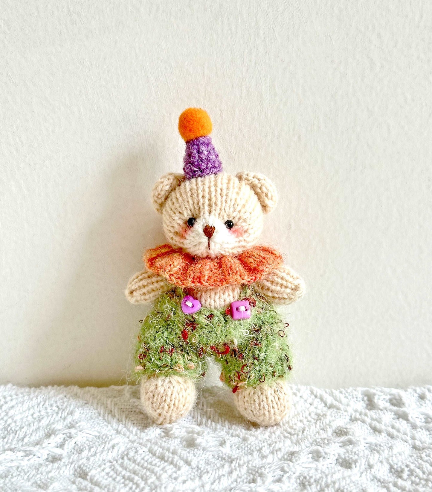 Cute Handmade Crochet Teddy Bear Toy for Gifting and Wearable Pin