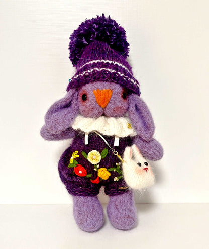 Handmade Purple Rabbit Toy Figurine for Gift Giving