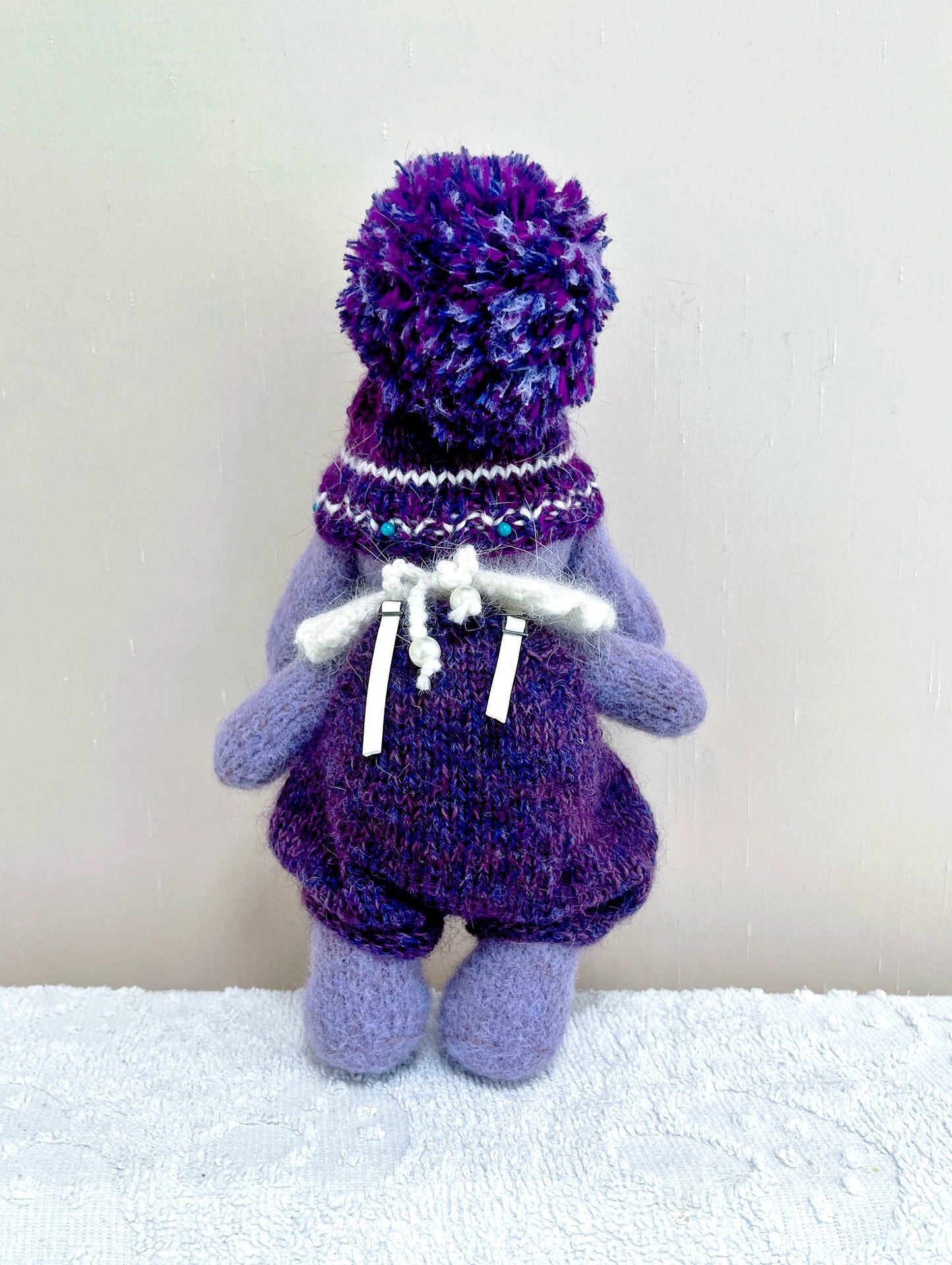 Handcrafted Lavender Rabbit Doll Ornament for Display