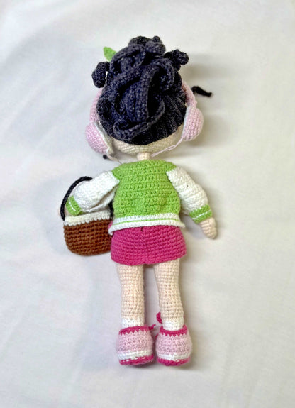 Handcrafted Knitted Girl Toy for Birthday Present