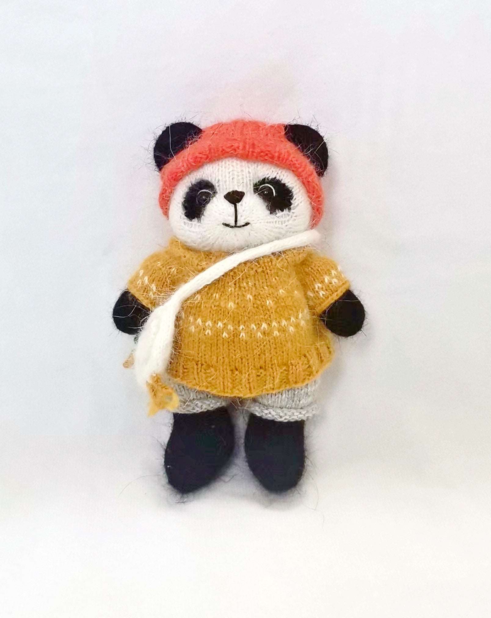 Charming Crocheted Panda Figurine Perfect for Display