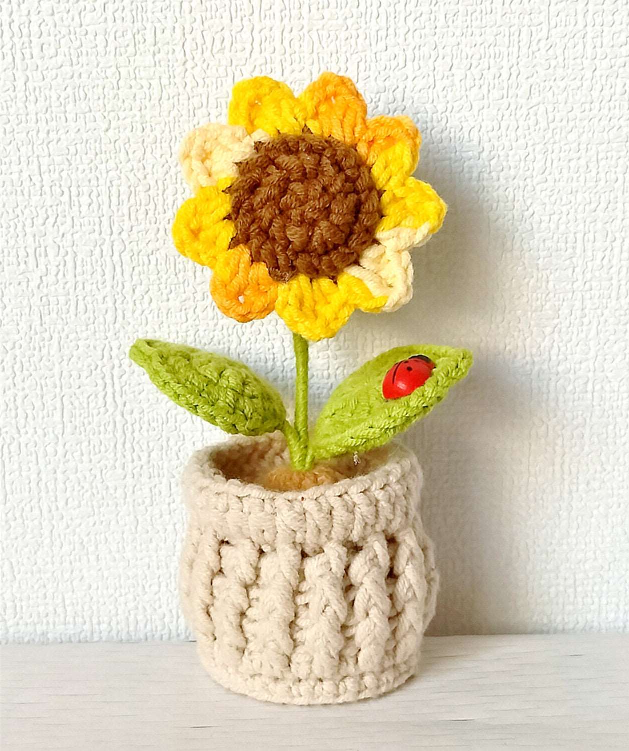 Charming Crochet Sunflower Pot Plant Accent